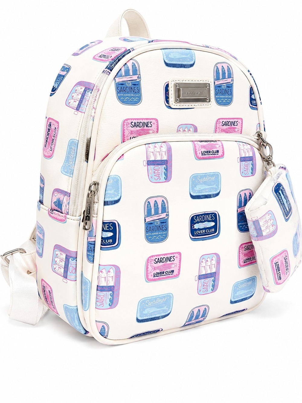 Viral Sardines Lovers madden girl White Mini Backpack NWT! - Picture 3 of 3